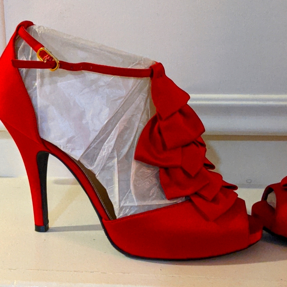 Red Satin Heels